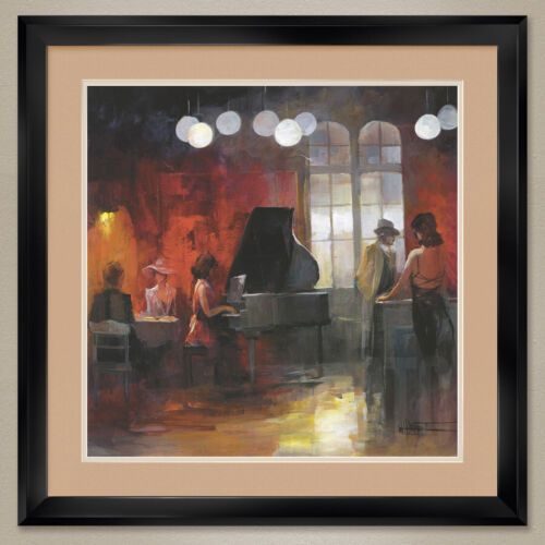 35W"x35H" RENDEZ-VOUS II par WILLEM HAENRAETS - PIANO DOUBLE MAT, VERRE & CADRE - Photo 1 sur 6