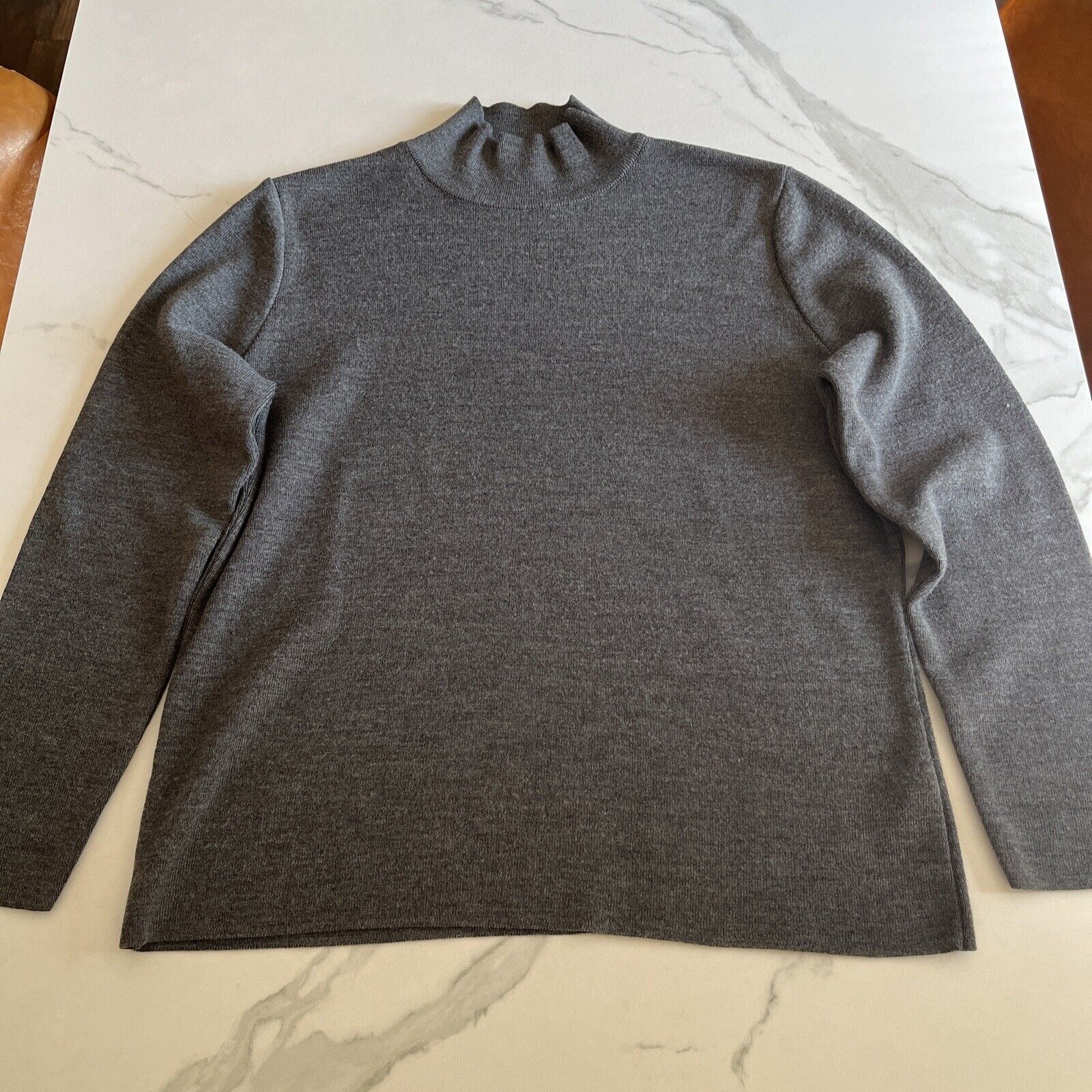 Lucia Sweater Size EU 42 Womens Gray Wool Blend Mock Neck Long Sleeve Fine Rib