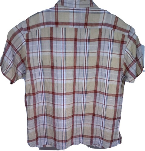 Lord & Taylor Shirt Men Large Plaid Classics Linen Short Sleeve Shirt Multicolor - Picture 5 of 7
