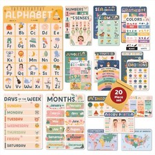 jackinthebox 20 Boho Pre K-Educational Posters for Toddlers - 12 x 17 inches ...