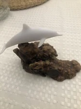 VINTAGE John Perry Dolphin Sculpture Figurine on Burlwood Drift Wood 5.5" Long