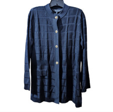 MING WANG Black Windowpane Jacket - Size Small