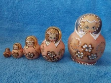 Russian Girl With Flowers 5 Piece Nesting Doll Set