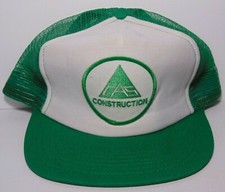 1980s Old Vintage CAS Construction PATCH SNAPBACK TRUCKER HAT CAP MADE IN USA