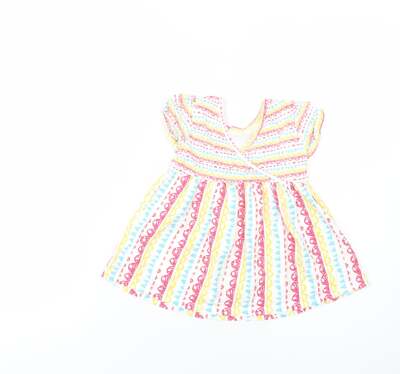 TU Baby weiß Baumwollmischung T-Shirt Kleid Größe 18-24 Monate V-Ausschnitt