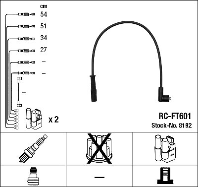 8192 NGK Ignition Cable Kit for FIAT,LANCIA
