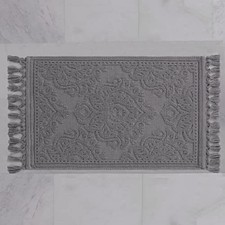 Jean Pierre - Ricardo Bath Mat, Woven Fringe Bathroom Rugs, 100 Cotton,