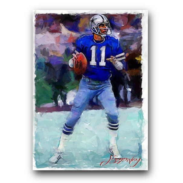 Danny White #2 Art Card Limited 37/50 Edward Vela Signed (Dallas Cowboys)
