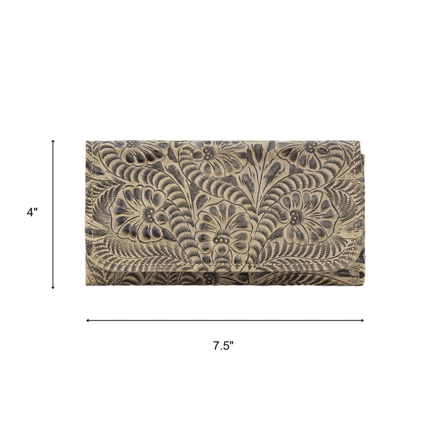 American West Womens 7.5x4in Sand Leather Trifold Wallet OS