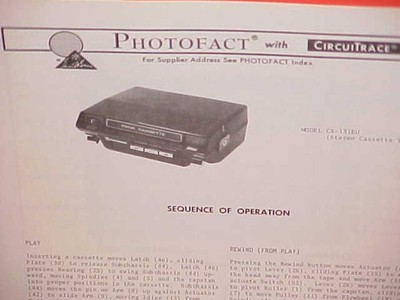 1973 PANASONIC CAR STEREO CASSETTE TAPE PLAYER SERVICE MANUAL MODEL CX-131EU
