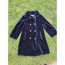 Glensea glenoit faux fur coat vintage 60s 70s 80s retro glam sapphire navy blue