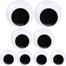 Giant Wiggle Googly Eyes with Self Adhesive Large Black 3 Large Sizes-8pcs