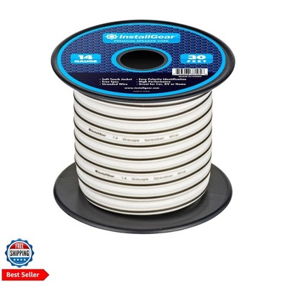 14 Gauge AWG Speaker Wire Cable - 30ft White, Outdoor & Automotive/Marine