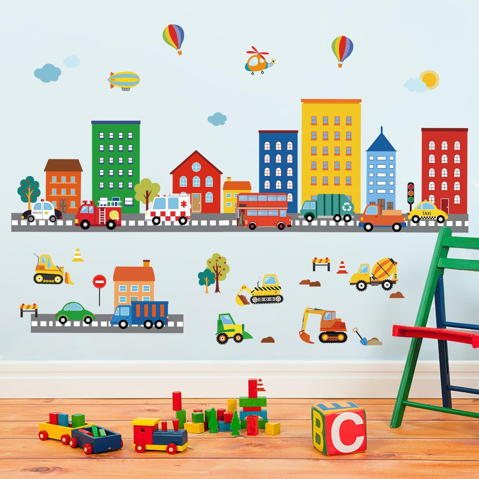 Stickers muraux transports de style scandinave en vinyle mat premium pour décoration de maison raffinée