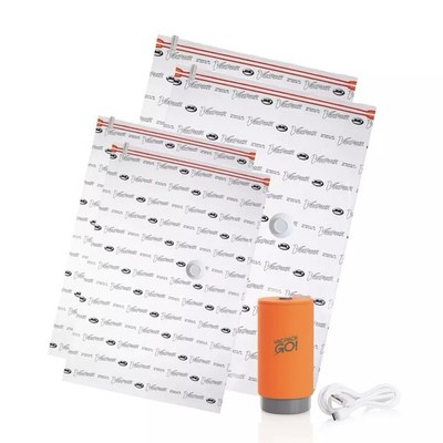 JML VacPack GO! Tragbarer Vakuumkompressor, USB-Kabel, 1 Med Beutel, 2 kleine Beutel