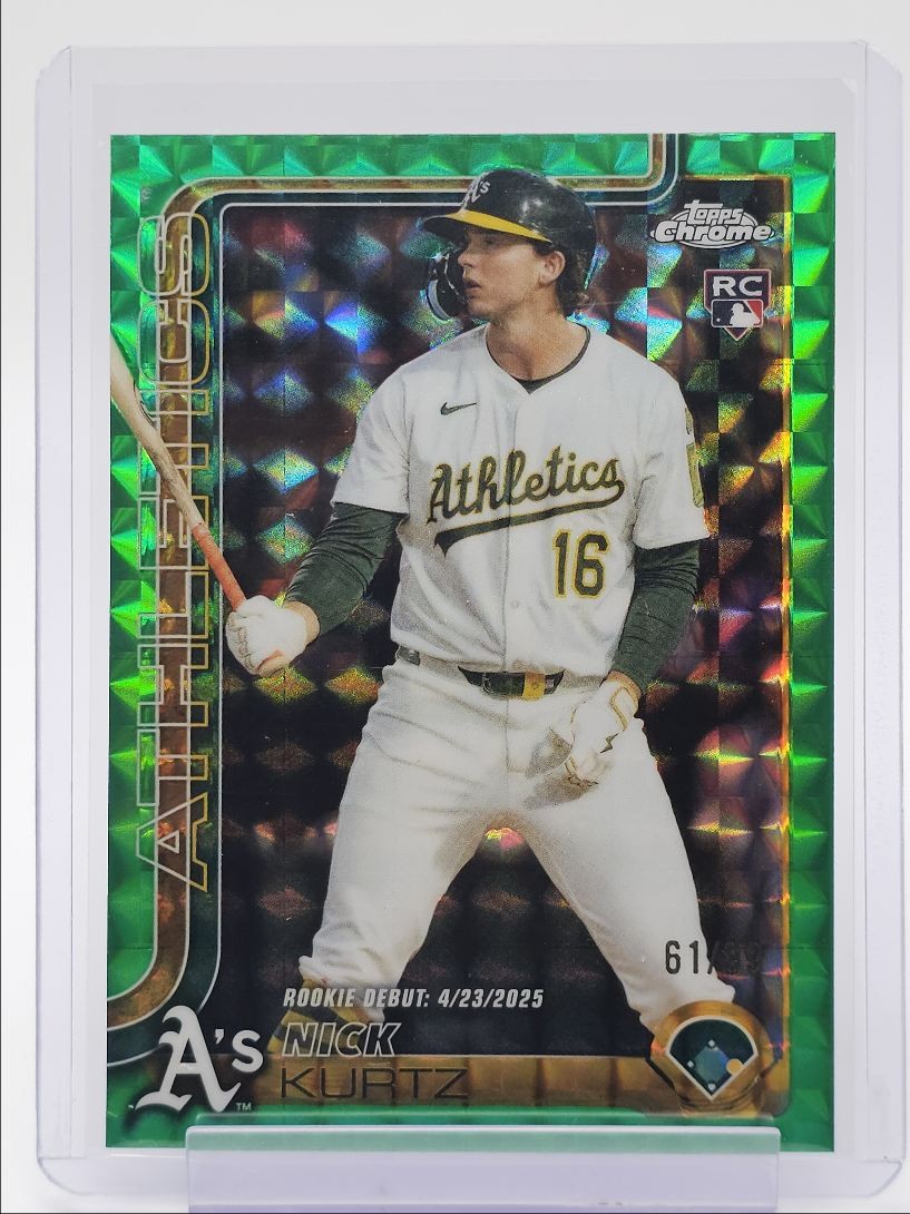 NICK KURTZ 2025 TOPPS CHROME UPDATE ROOKIE DEBUT GREEN GEOMETRIC RC /99 Q4060