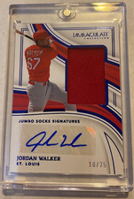 2023 Immaculate Jordan Walker Jumbo Socks Signatures Blue Auto 10/25 Cardinals