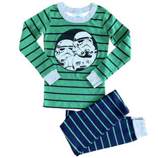 Star Wars x Hanna Andersson Striped Pajamas Size 5/ 110 cm Green Storm Trooper