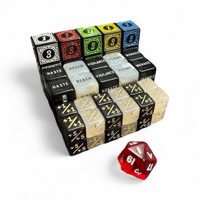 51 Piece MTG Dice Set Plus 1,Minus 1, Life Counter, Key Word Token & Shield Dice