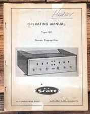 HH Scott Model 130 Preamp / Preamplifier Owners / User Manual *Original*