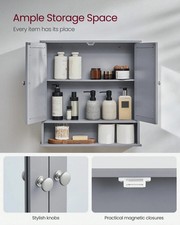Wall Mounted White Bathroom Cabinet with 2 Mirrored Doors  Adjustable Shelf