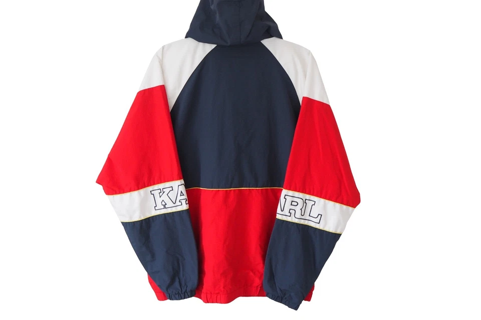 Chaqueta cortavientos deportiva vintage KARL KANI cremallera completa logotipo grande talla L 00s Foto 2 de 4
