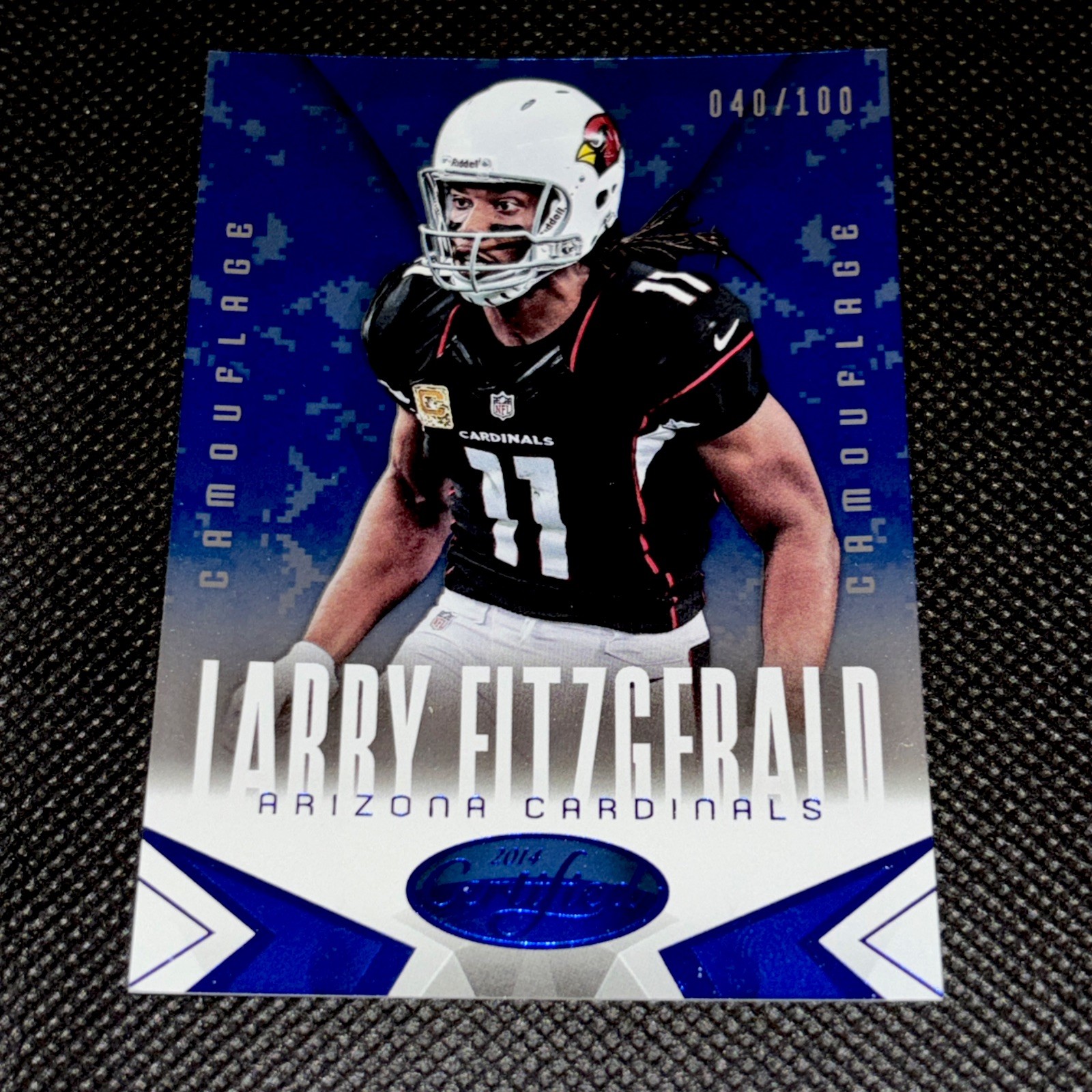 2014 Panini Certified #2 LARRY FITZGERALD Camouflage Blue #/100 SP Cardinals