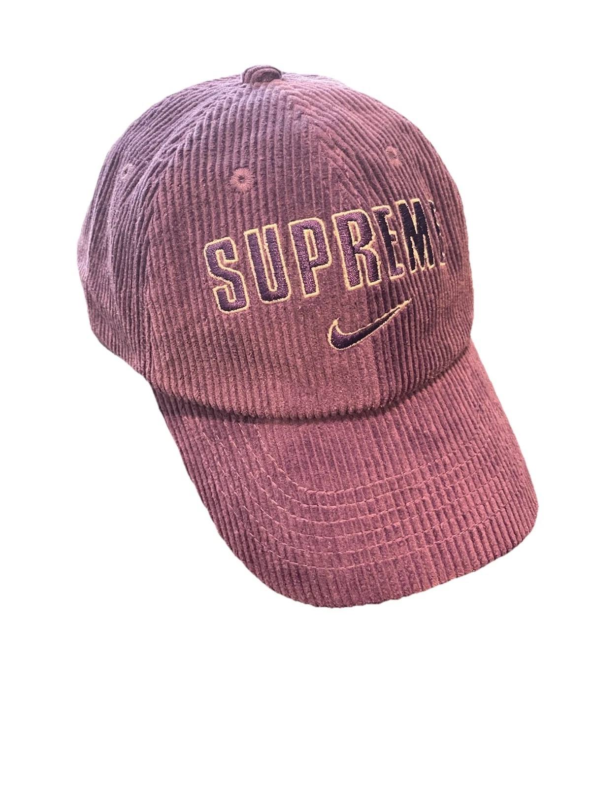 Casquette Supreme Nike Arc velours côtelé 6 panneaux violet SS22 adulte taille unique 