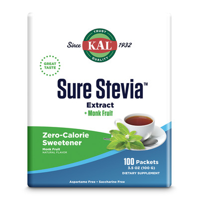KAL Sure Stevia Extract Powder Plus Monk Fruit | 100 Packets