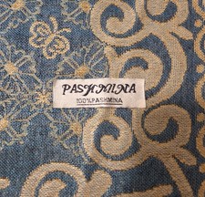 100 Pashmina blue and gold Shawl Wrap