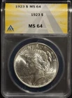 ANACS MS 64 1923 United States Peace One Dollar Silver Coin S$1 -827