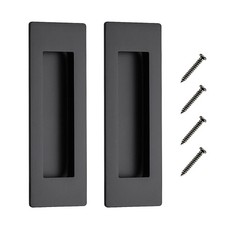 Pocket Door Handles 5.9 Inch Rectangular Recessed Pulls Black Flush 2 PCS