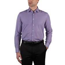 Nautica Slim Fit XL 17-17.5 32/33 Performance Men's Dress Shirt Purple Stripes