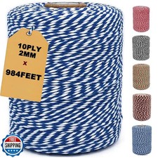 Blue and White Twine String,984ft Christmas Bakers Twine 2MM Heav