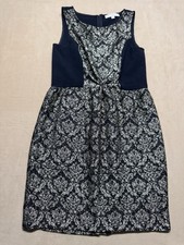 Elegant LOFT Black & Gold Bateau Neck Sleeveless Short Sheath Dress Size 10