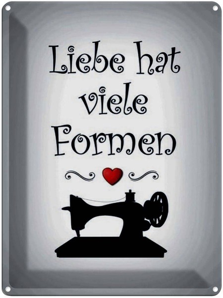 Blechschild 40X30 Cm NäHen Liebe Hat Viele Formen Deko Geschenk Metall Schild-image