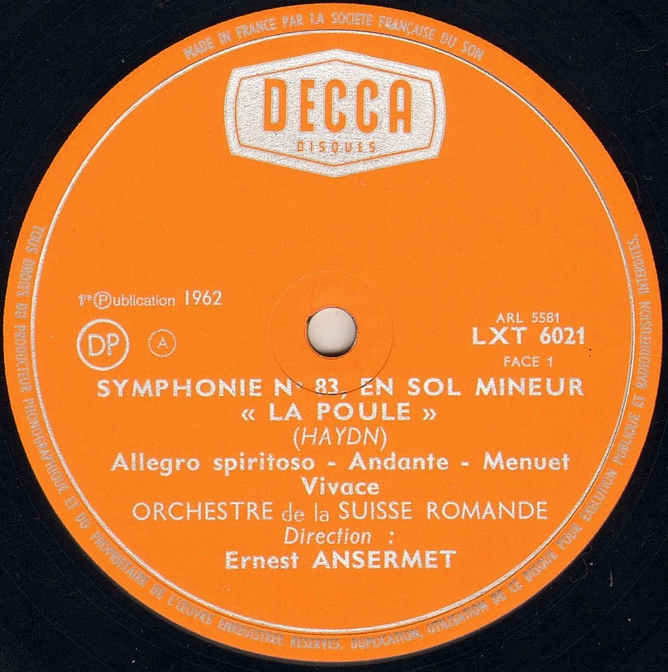 ERNEST ANSERMET, HAYDN "LA POULE" LP 1963 DECCA LXT 6021 - Photo 3/3
