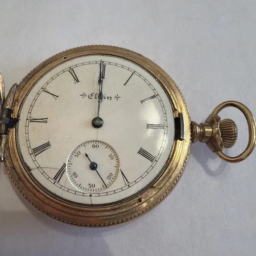 Antique Elgin Hunter Case Pocket Watch Engraved 1895  G4