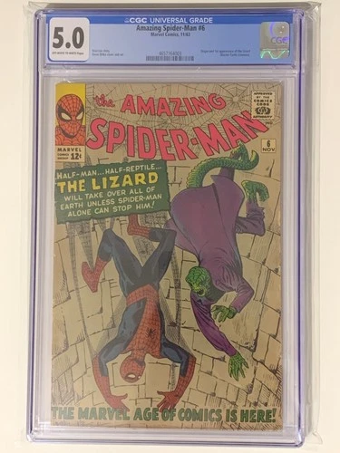 AMAZING SPIDER-MAN #6  CGC 5.0   1ST APP LIZARD   DITKO/LEE 1963