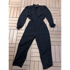 1980s black floral lace jumpsuit romper