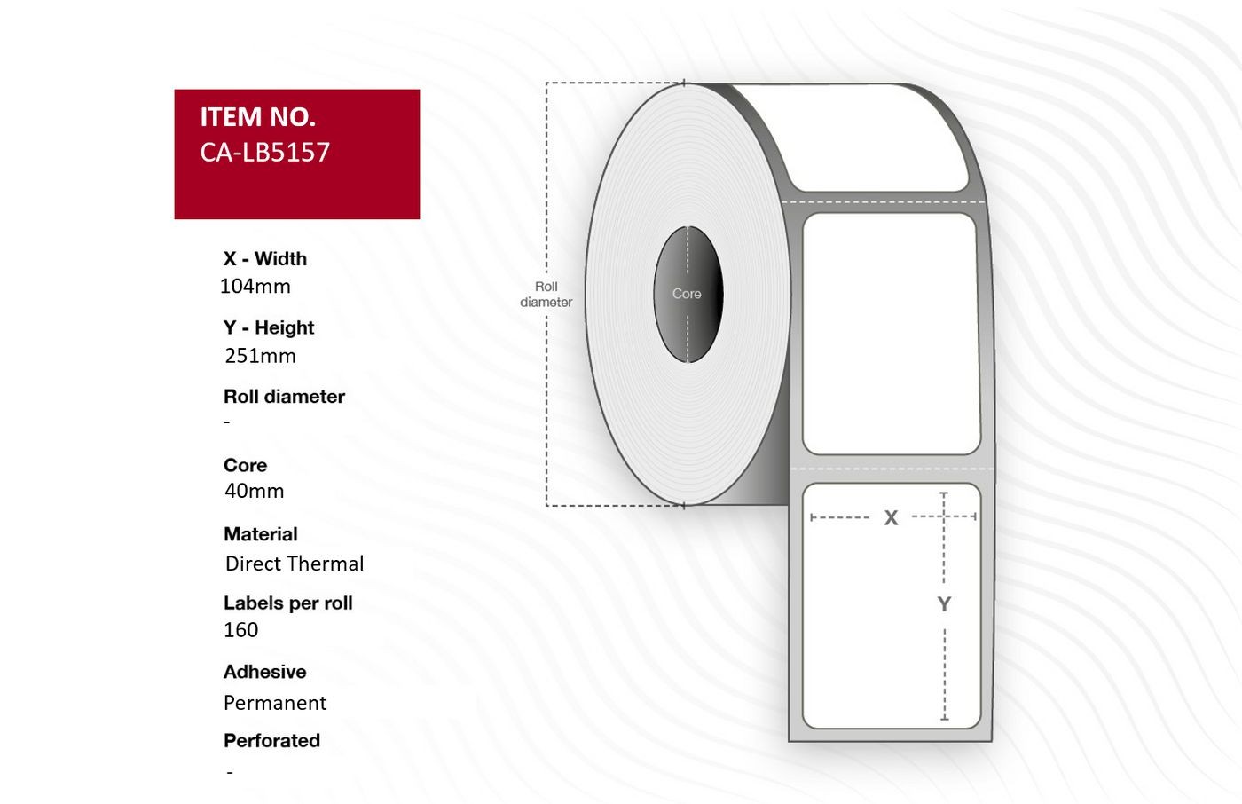 Capture CA-LB5157 Label 104 x 251mm. Core 40mm.