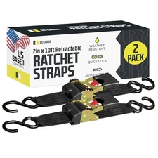 DC Cargo Mall Auto Retractable Ratchet Straps 2-Pack 2” x 10ft, Super Heavy D...