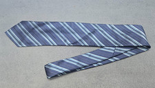Van Heusen Luxury Stain Resistant Tie Blue Dark Light Striped Silk 3.5"x 57"