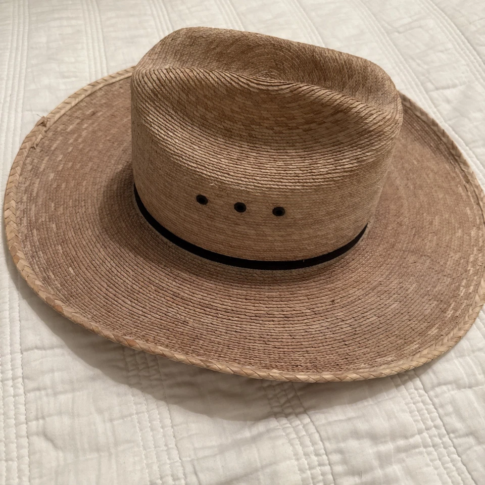 Sombrero de vaquero Justin by Milano Western sombrero de paja duro talla 7 56 banda de cuero tostado Foto 3 de 4