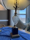 Vintage Pair Pineapple Lamps Cut Glass and Brass French Provincial with Shades — photo 7