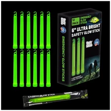 Emergency Glow Sticks - 12 Ultra Bright Individually Wrapped Military Grade C...