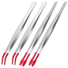 4 Pieces Tweezers with Rubber Tips PVC Rubber Coated Tweezers Rubber Long