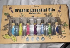 21 Drops Organic Essential Oils Therapy Wellness Set 7Pc Set Roll On With Stand 