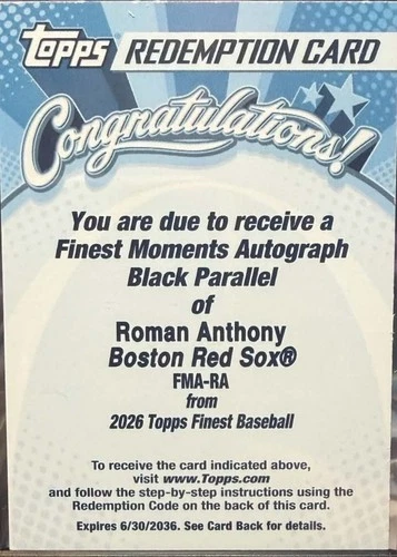 2026 Topps Finest Roman Anthony Black (RAW)