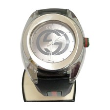 GUCCI SYNC Sherry Rubber Quartz Watch 137.1 Black x Silver